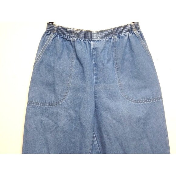 Classic Elements Pull-On Jeans womens Sz 12P ankle Blue Denim pockets high rise - Picture 3 of 8